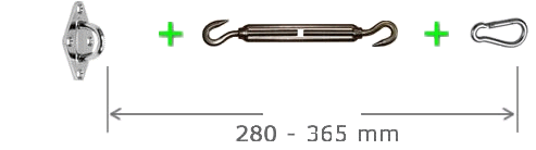Prévoir 280 à 365 mm pour les fixations