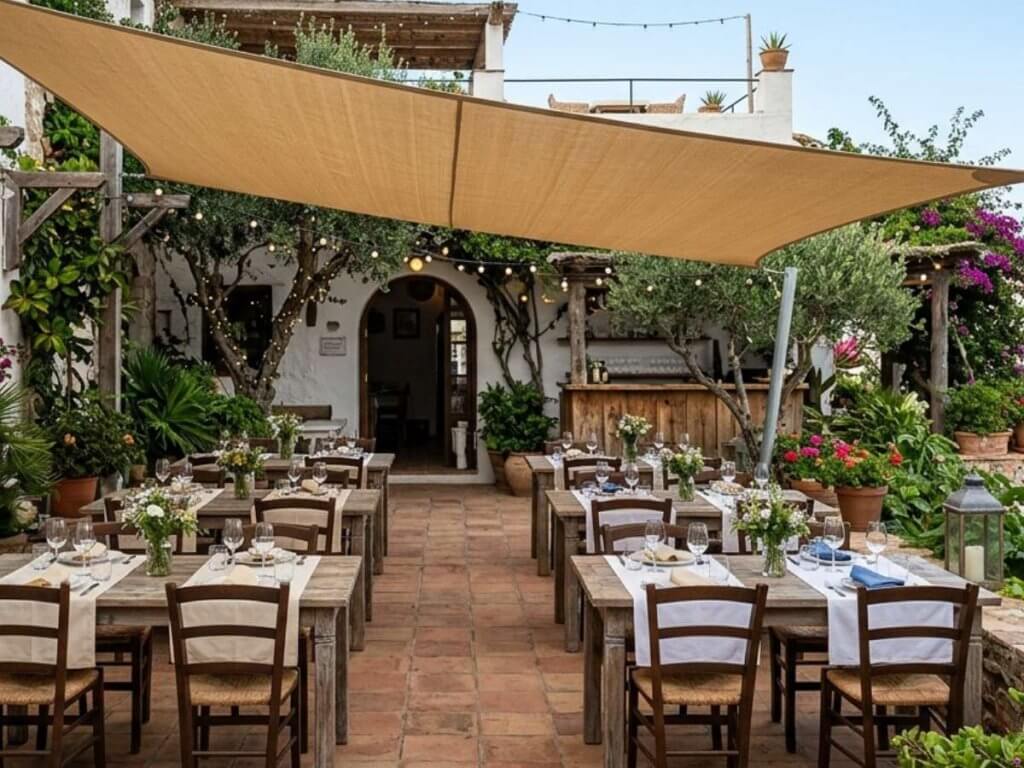 Grande voile d’ombrage Commercial pour terrasse professionnelle